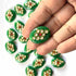 Dark Green Color Oval Shape Beads With Kundan Work Pack Of 6